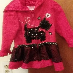 Red and black jacket witj hearts